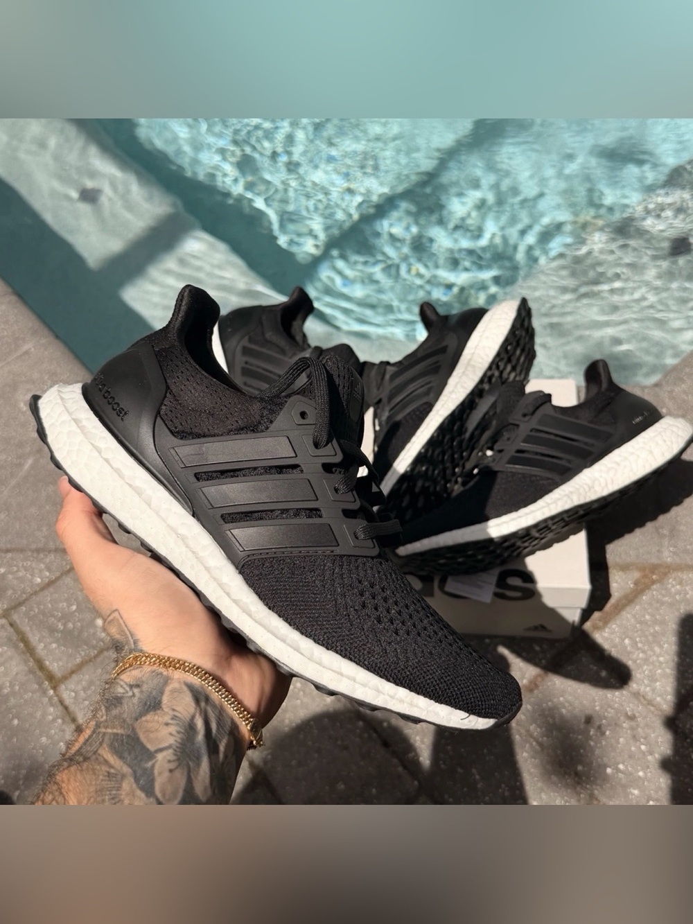 ADIDAS ULTRABOOST 1.0 CORE BLACK WHITE RUNNING SHOES HQ4201 MENS 7 WOMENS 8.5